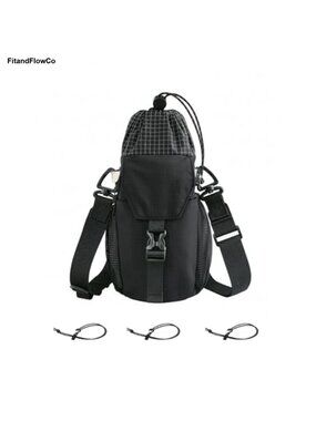 Water Bottle Holder Crossbody Bag with Strap Phone Pocket Nylon Hiking Gym